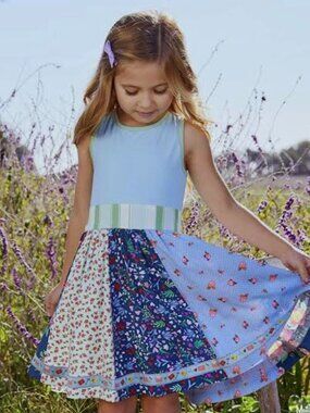 Matilda Jane Dream Catcher Multicolor Floral Patchwork Sleeveless Dress Size 8